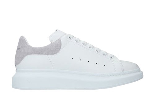 Men's luxury sneakers - Oversize Sneakers Alexander McQueen in white  leather crocodile effect